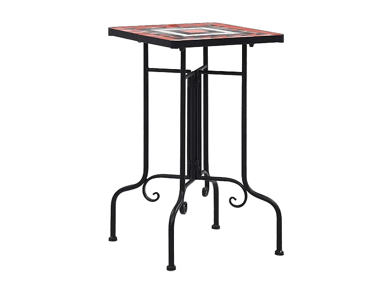 Table de bistro mosaïque Terre cuite et blanc Céramique