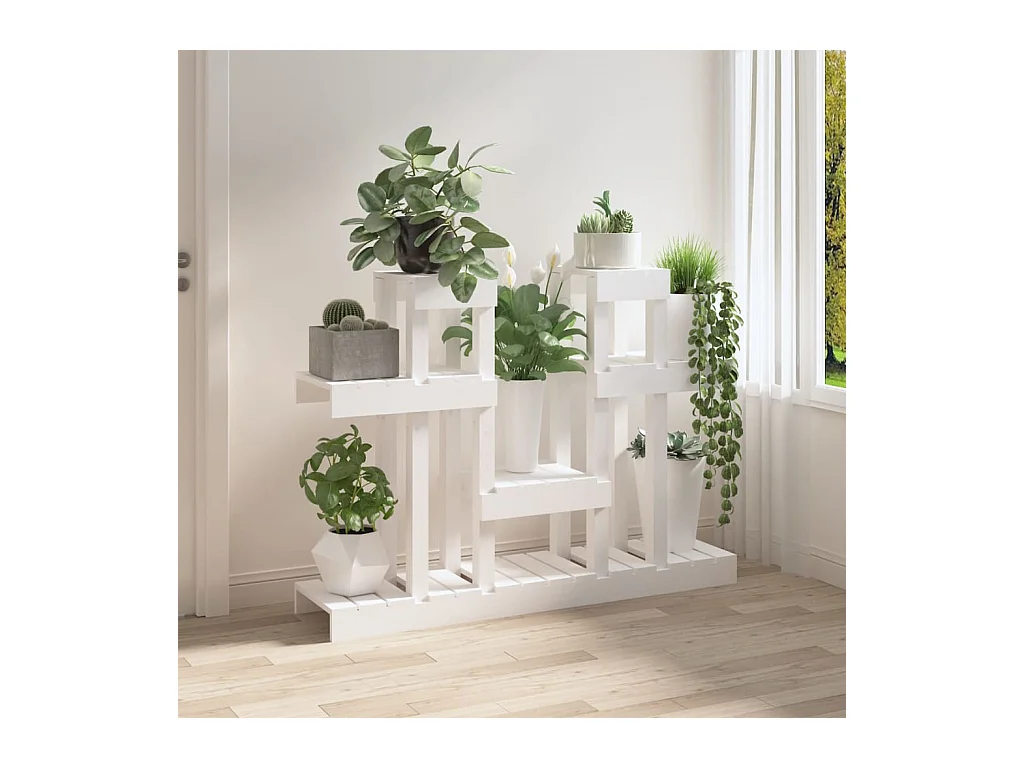 Portavasi bianco 104,5x25x77,5 cm Legno massello di pino