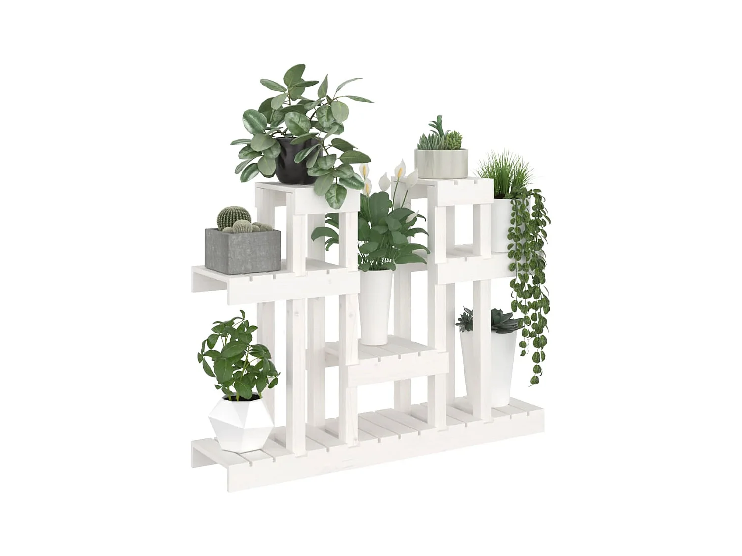 Portavasi bianco 104,5x25x77,5 cm Legno massello di pino