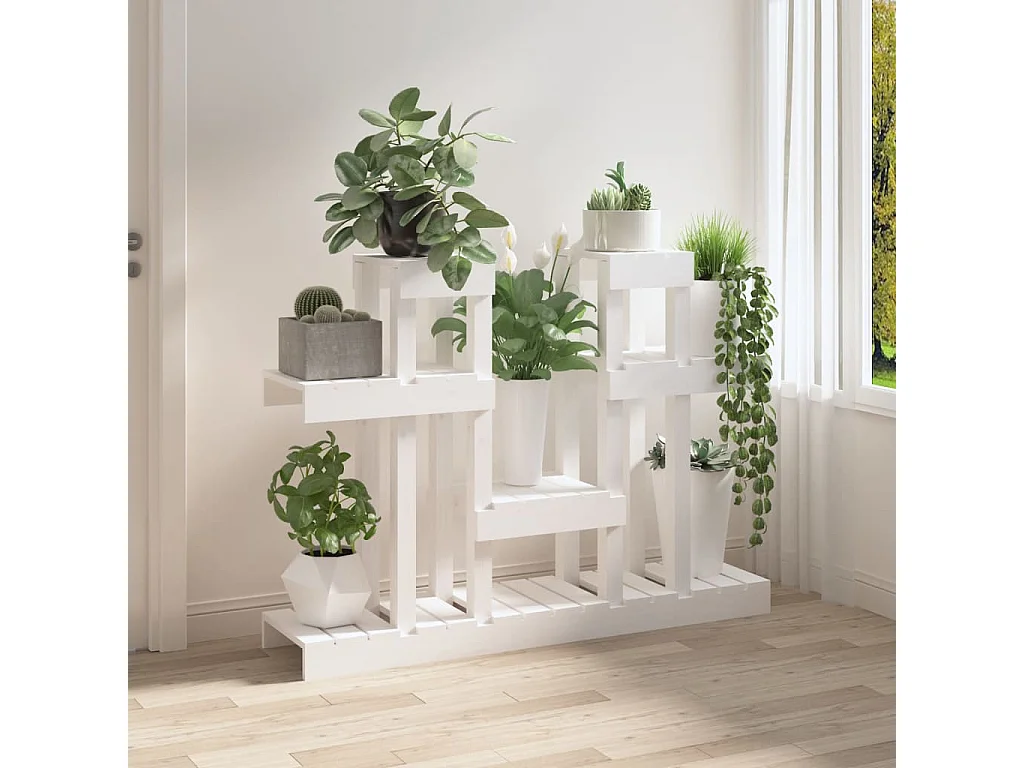 Support à plantes Blanc 104,5x25x77,5 cm Bois massif de pin