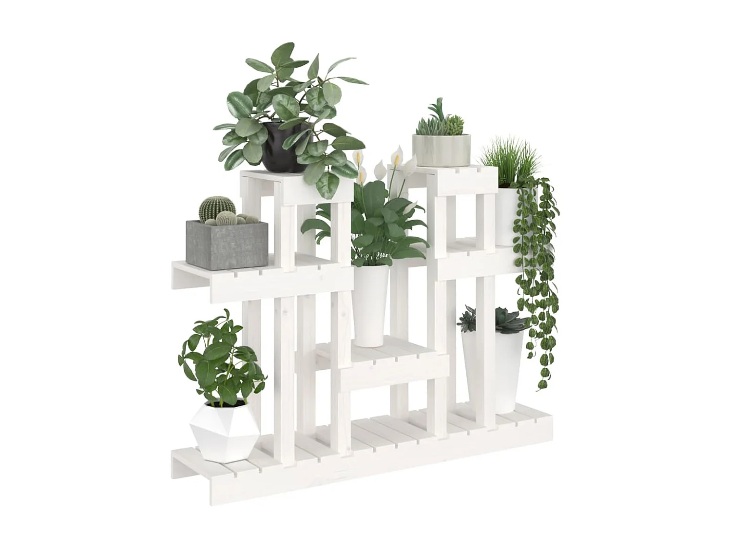 Support à plantes Blanc 104,5x25x77,5 cm Bois massif de pin