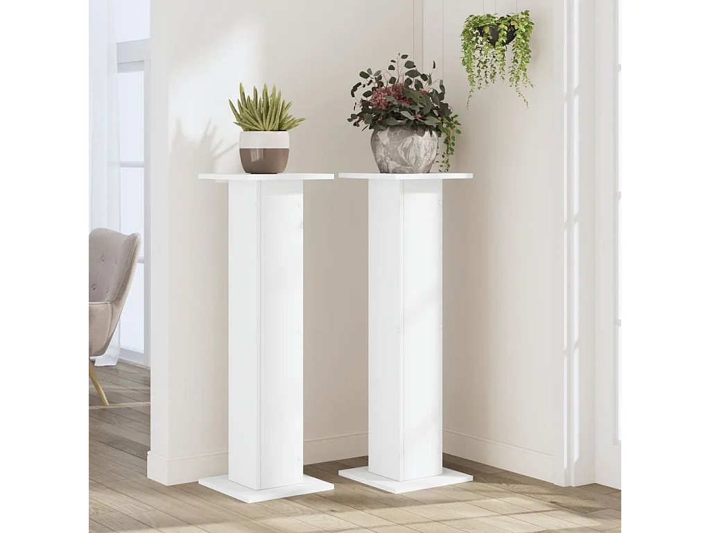 Supports pour plantes 2 pcs blanc 30x30x95 cm bois d'ingénierie