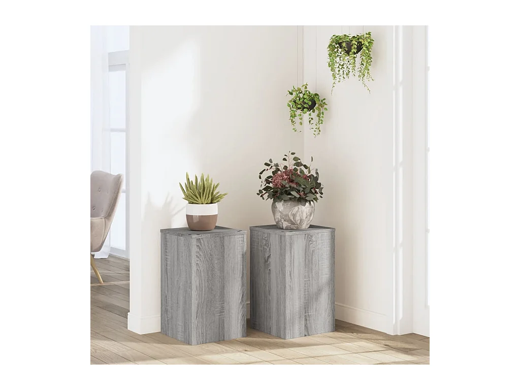 Supports pour plantes 2 pcs gris sonoma bois d'ingénierie