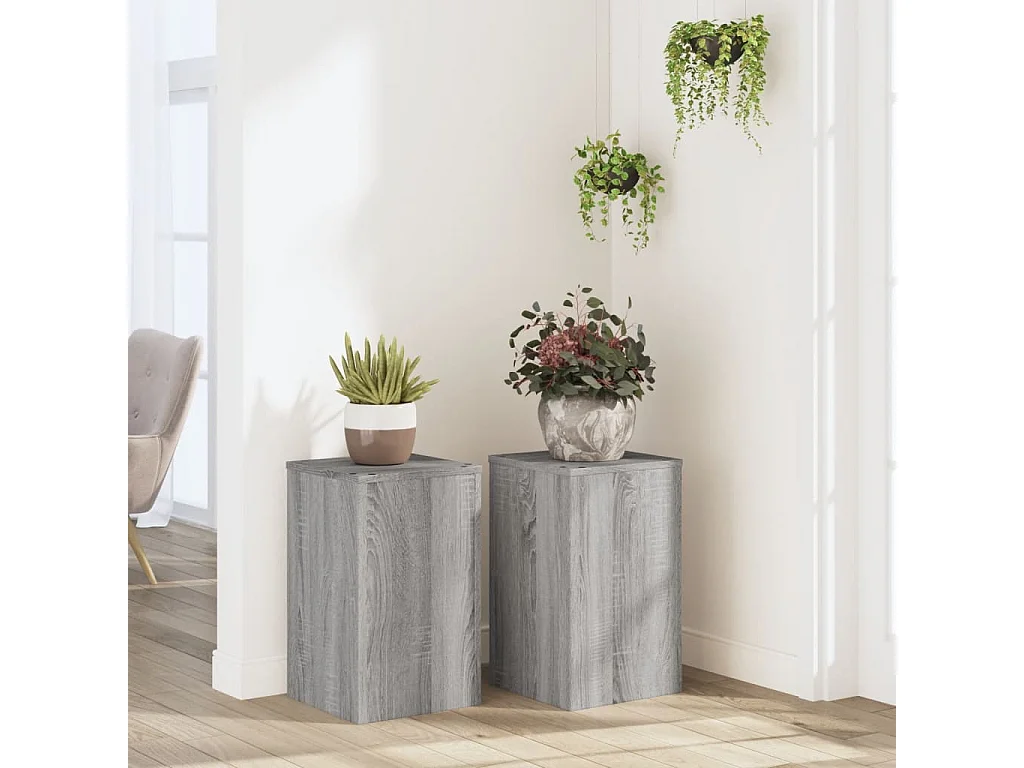 Supports pour plantes 2 pcs gris sonoma bois d'ingénierie