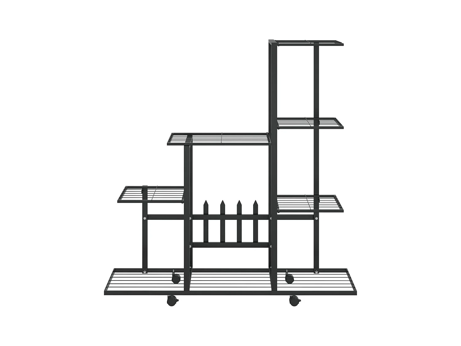 Plantenstandaard op wielen 94,5x25x92,5 cm Zwart Metaal