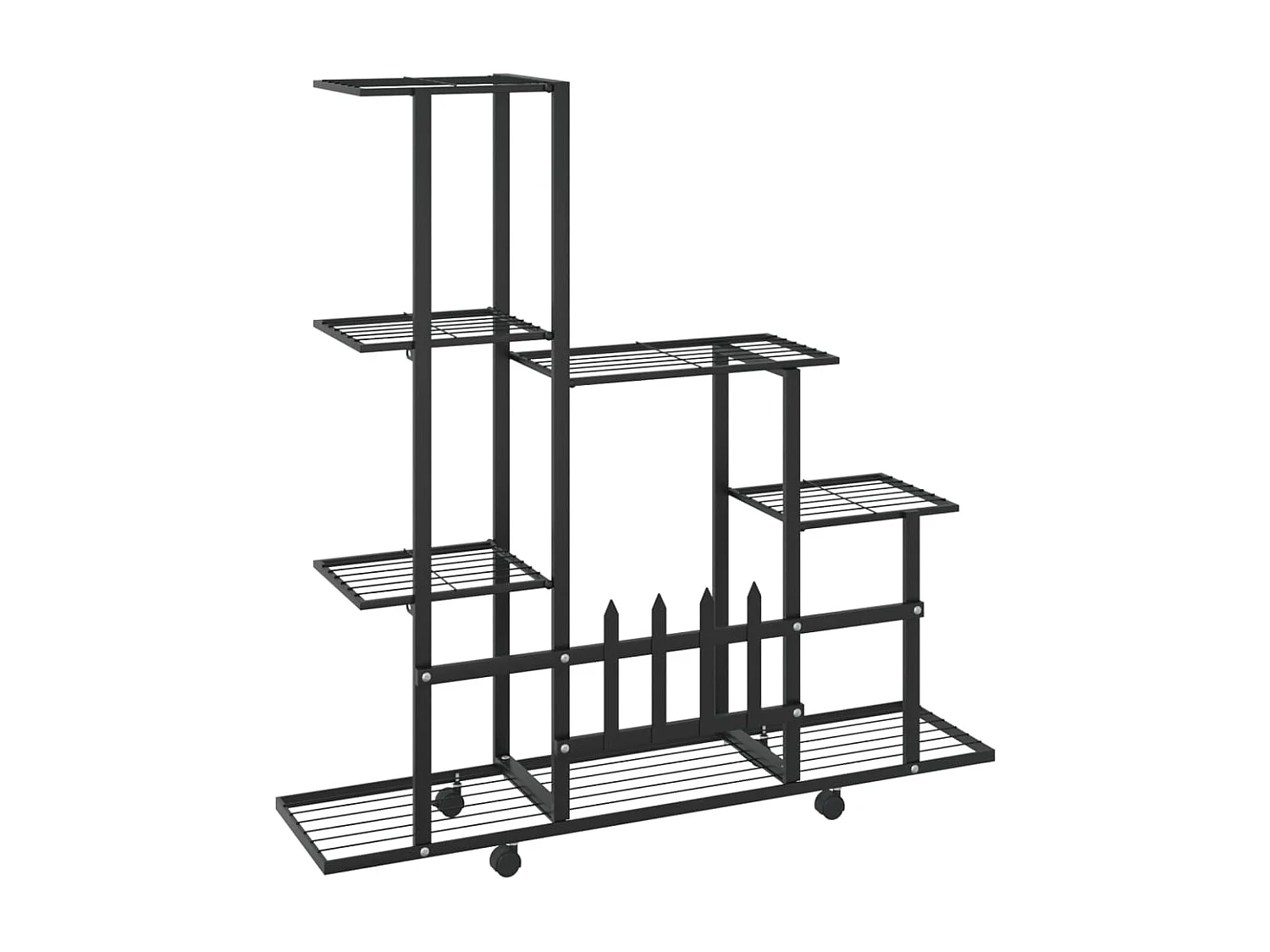 Support pour plantes sur roues 94,5x25x92,5 cm Noir Métal