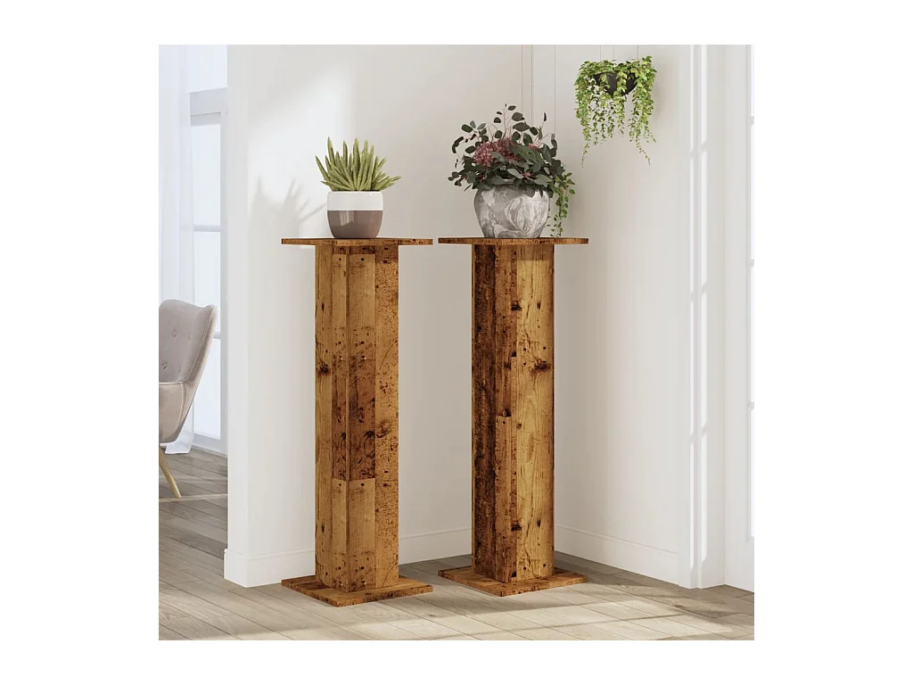 Supports pour plantes 2 pcs vieux bois bois d'ingénierie