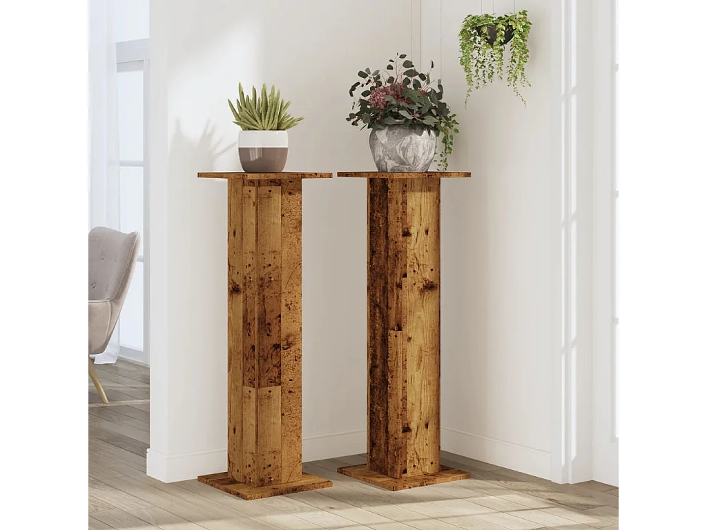 Supports pour plantes 2 pcs vieux bois bois d'ingénierie