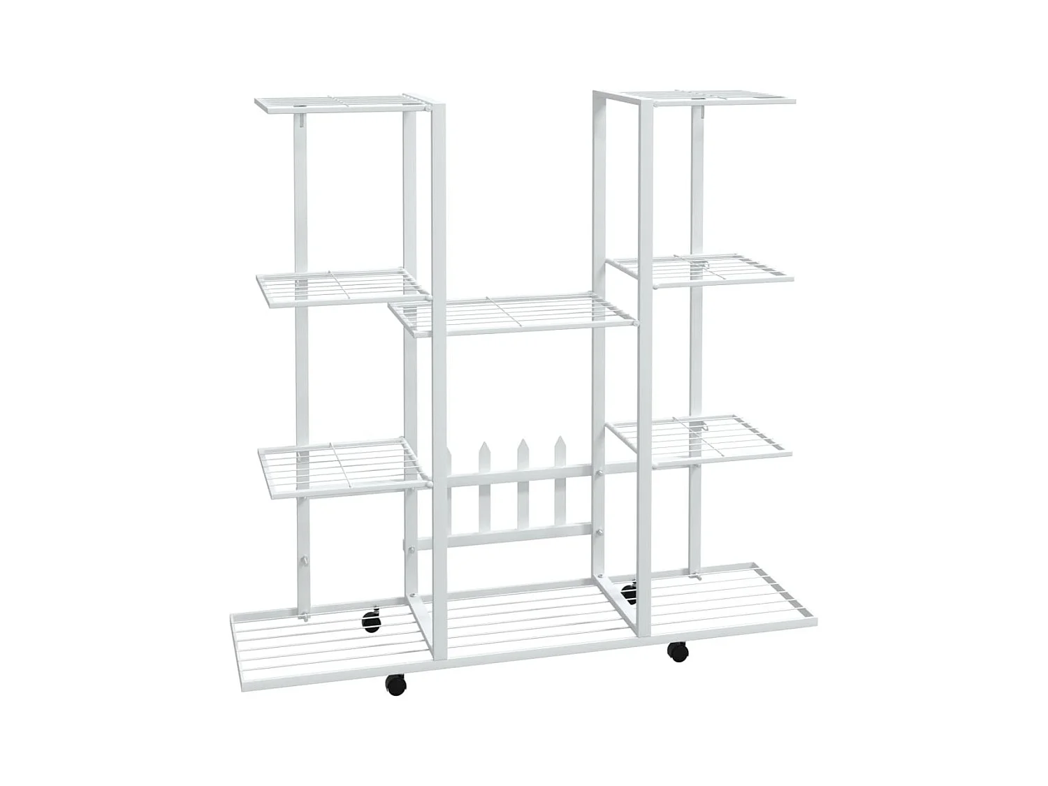 Jardinera con ruedas 94,5x24,5x91,5 cm Hierro Blanco