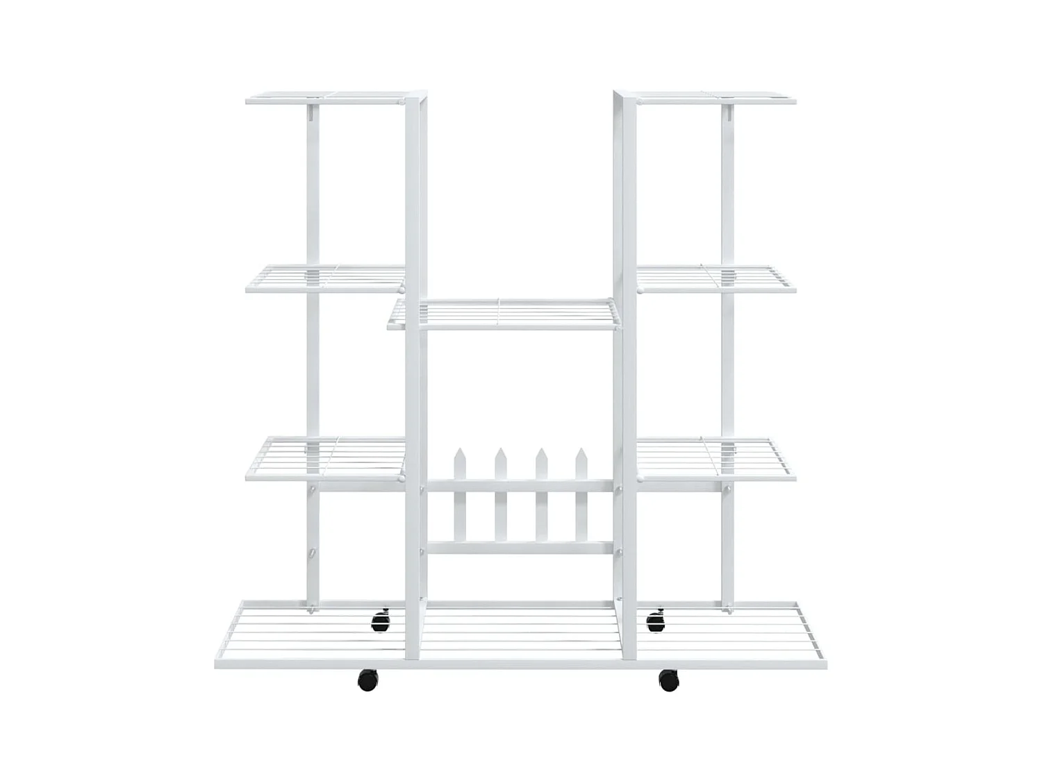 Jardinera con ruedas 94,5x24,5x91,5 cm Hierro Blanco