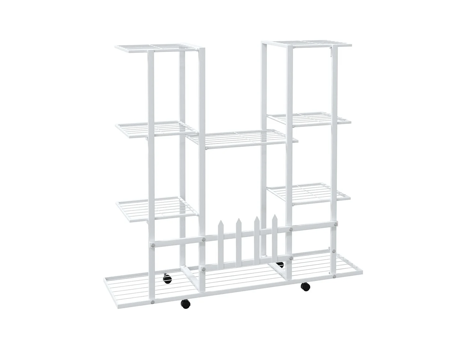 Jardinera con ruedas 94,5x24,5x91,5 cm Hierro Blanco