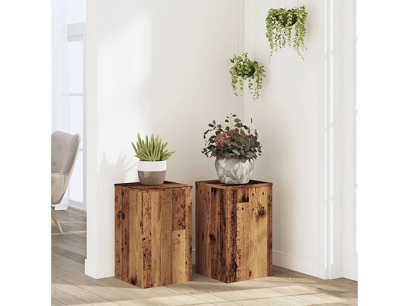 Supports pour plantes 2 pcs vieux bois bois d'ingénierie