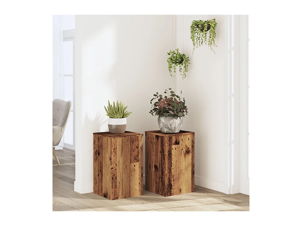 Plantenstandaards 2 stuks oud hout bewerkt hout