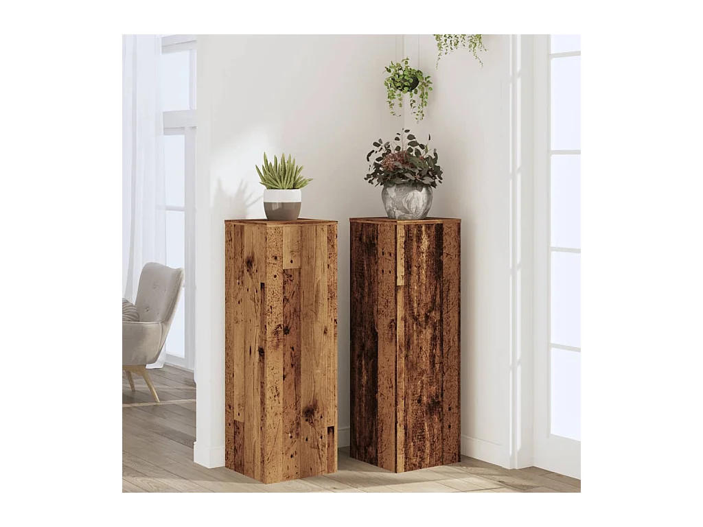 Supports pour plantes 2 pcs vieux bois bois d'ingénierie
