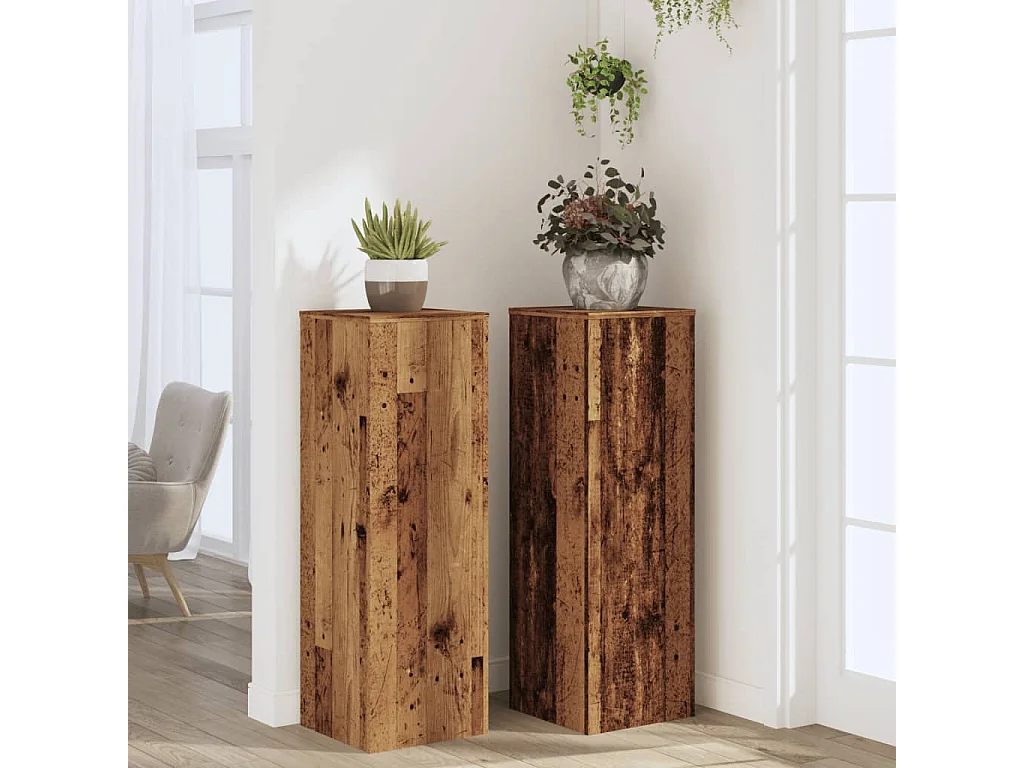 Supports pour plantes 2 pcs vieux bois bois d'ingénierie