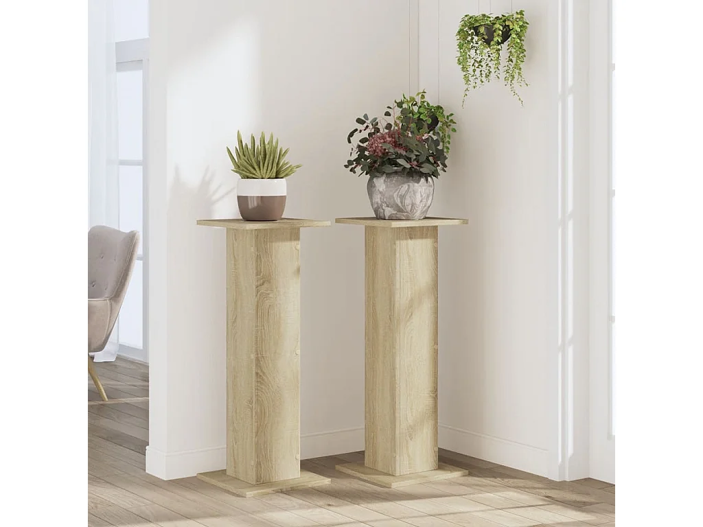 Soportes para plantas 2 piezas de madera de ingeniería de roble Sonoma