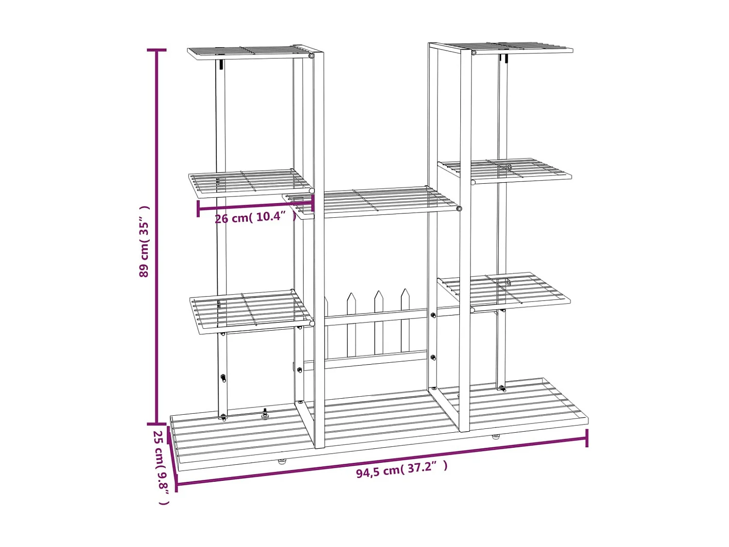 Jardinière 94,5x25x89 cm Blanc Fer