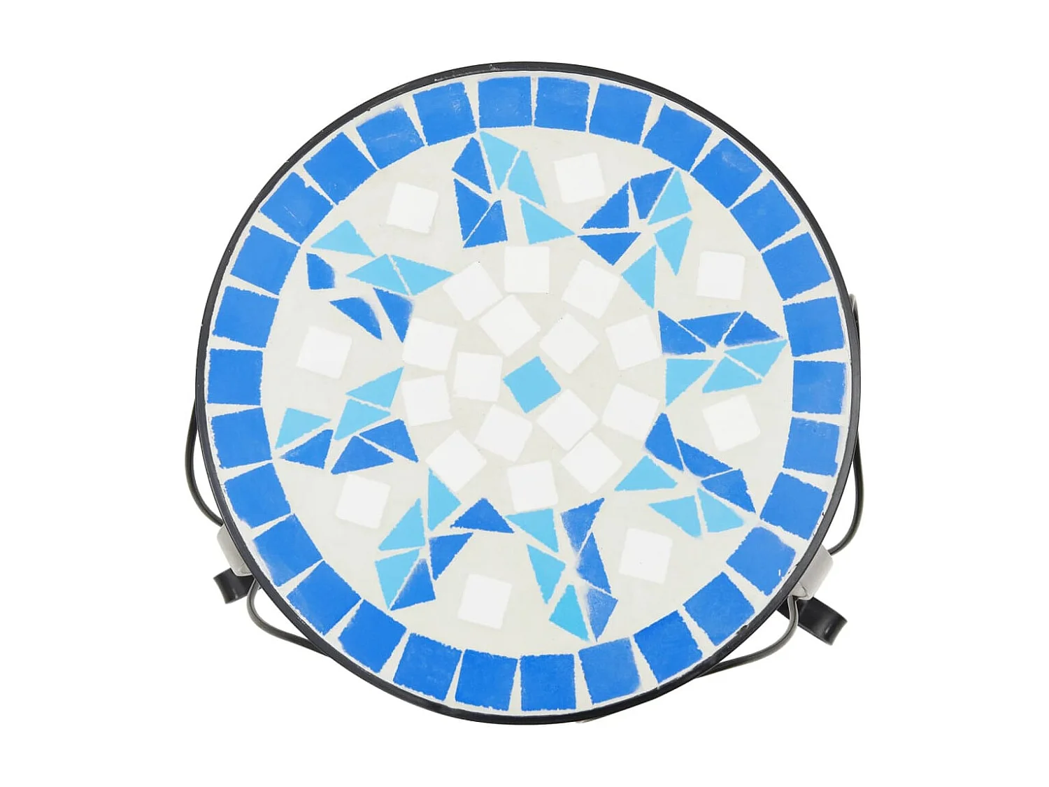 Supports pour plantes 3 pcs bleu et blanc céramique