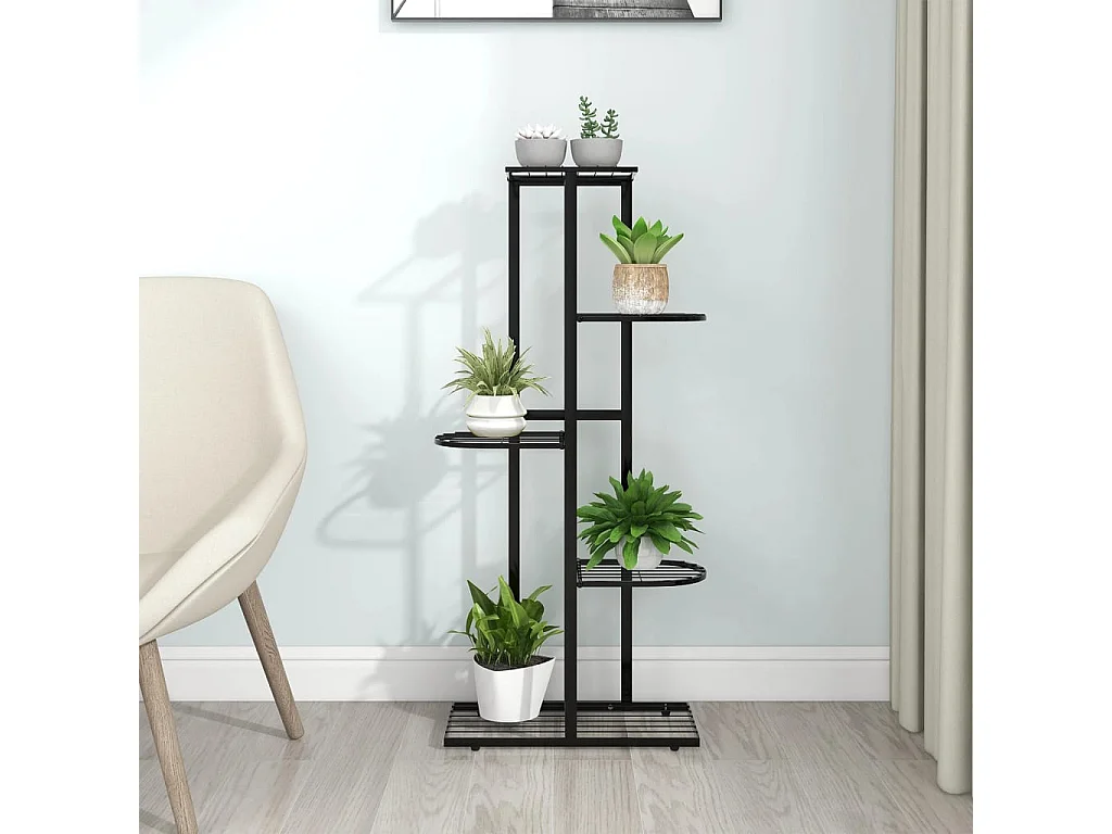 Supporto per piante a 5 ripiani 43x22x98 cm Metallo nero
