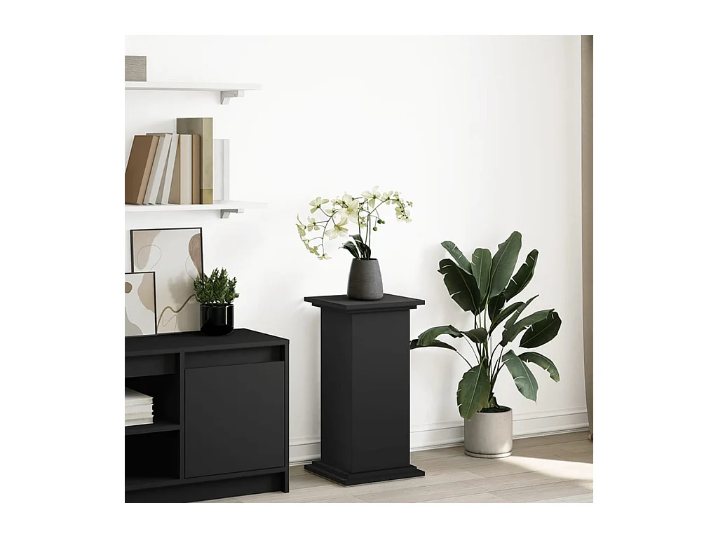 Piédestal avec rangement noir 31x30x60 cm bois d'ingénierie