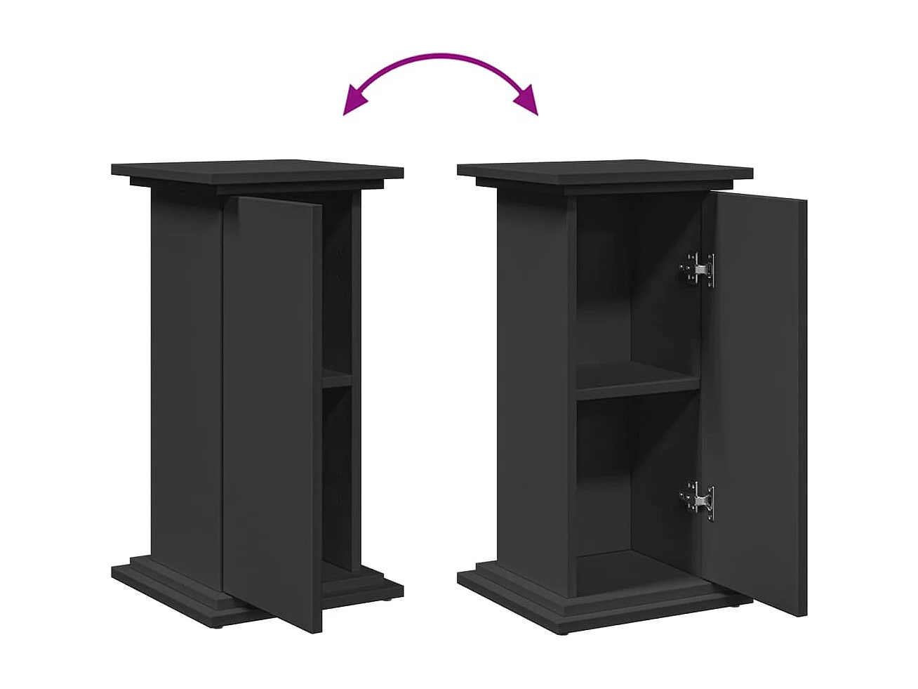 Piédestal avec rangement noir 31x30x60 cm bois d'ingénierie