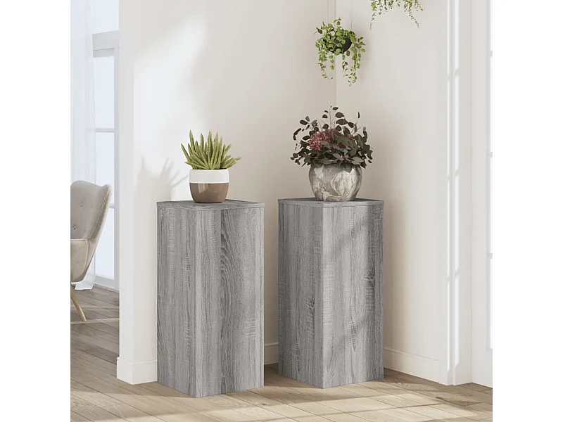 Soportes para plantas de 2 piezas, madera de ingeniería gris Sonoma