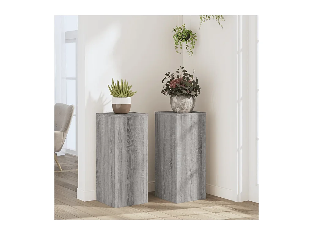 Portavasi in 2 pezzi, legno ingegnerizzato grigio Sonoma