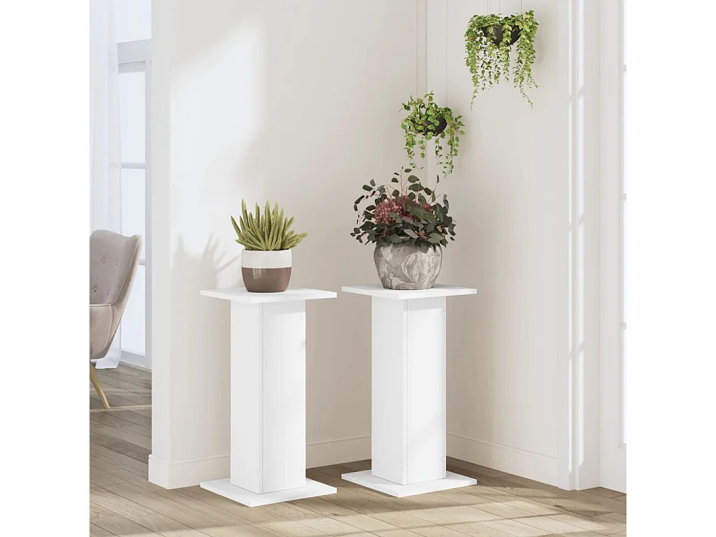 Plantenstandaards 2 stuks wit 30x30x60 cm bewerkt hout