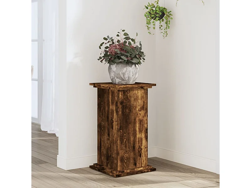 Support pour plantes chêne fumé 33x33x60 cm bois d'ingénierie