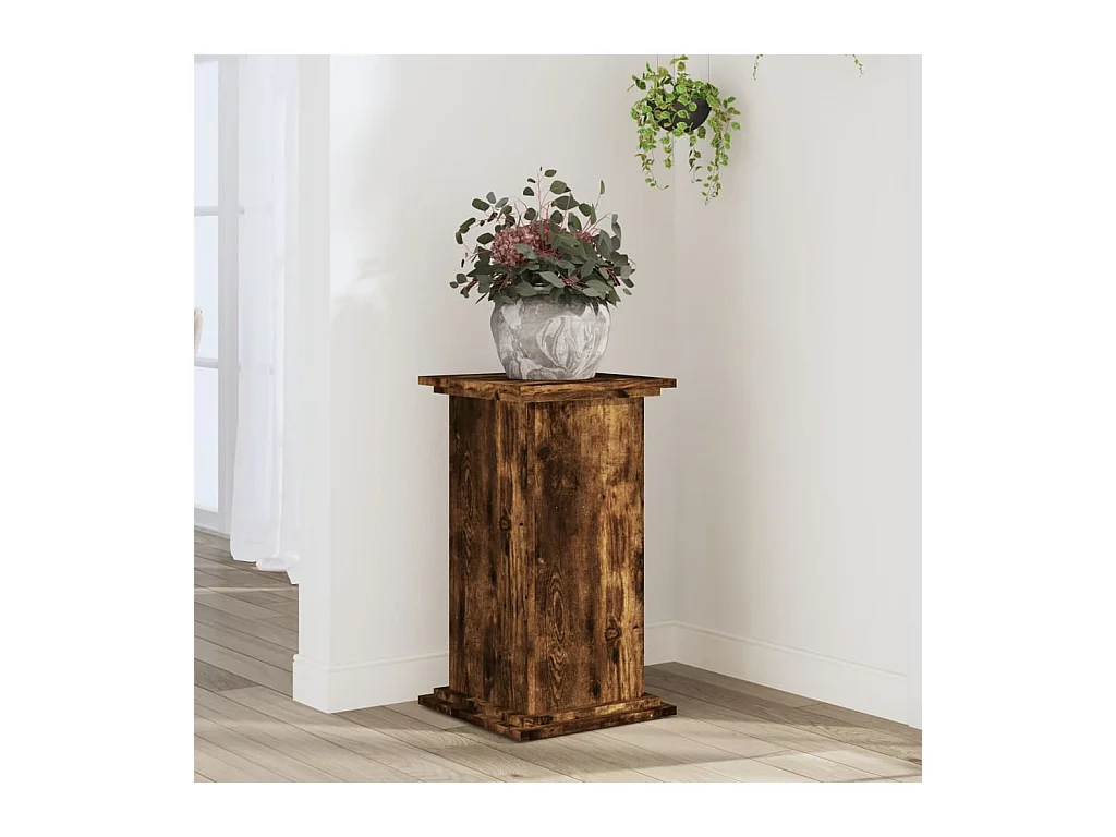 Support pour plantes chêne fumé 33x33x60 cm bois d'ingénierie