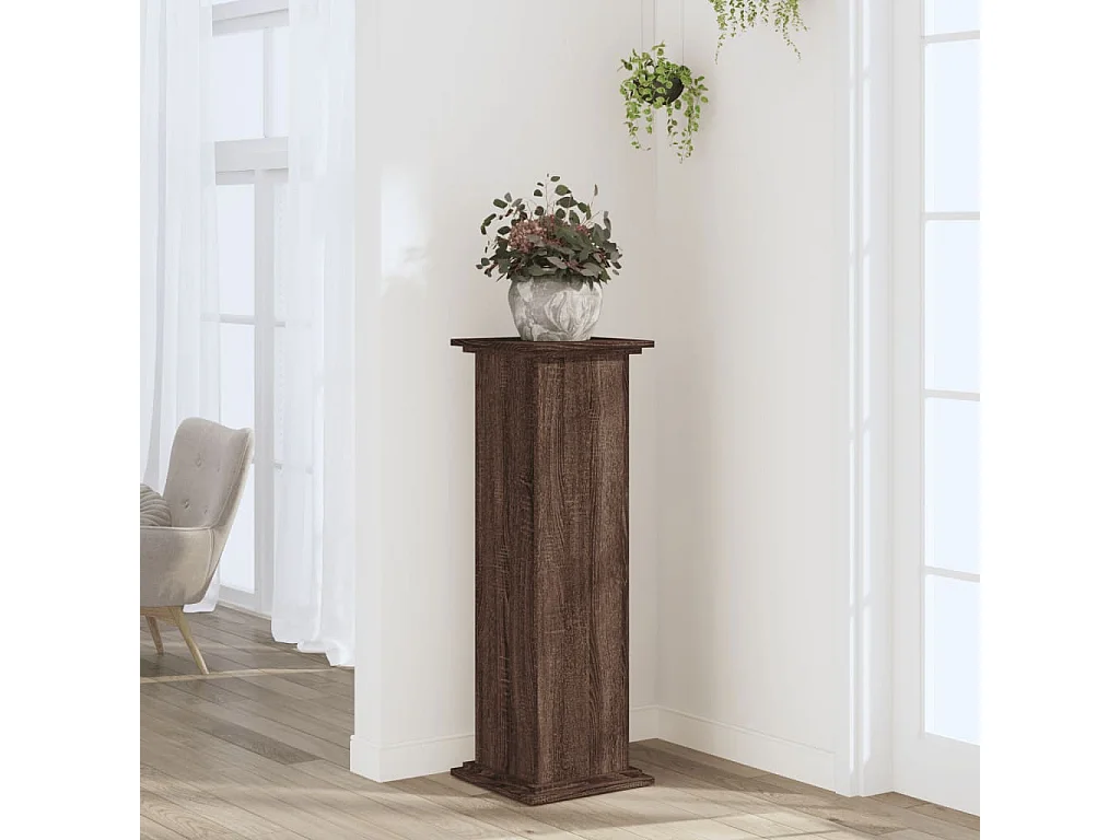 Soporte para plantas de roble marrón 33x33x100 cm de madera de ingeniería