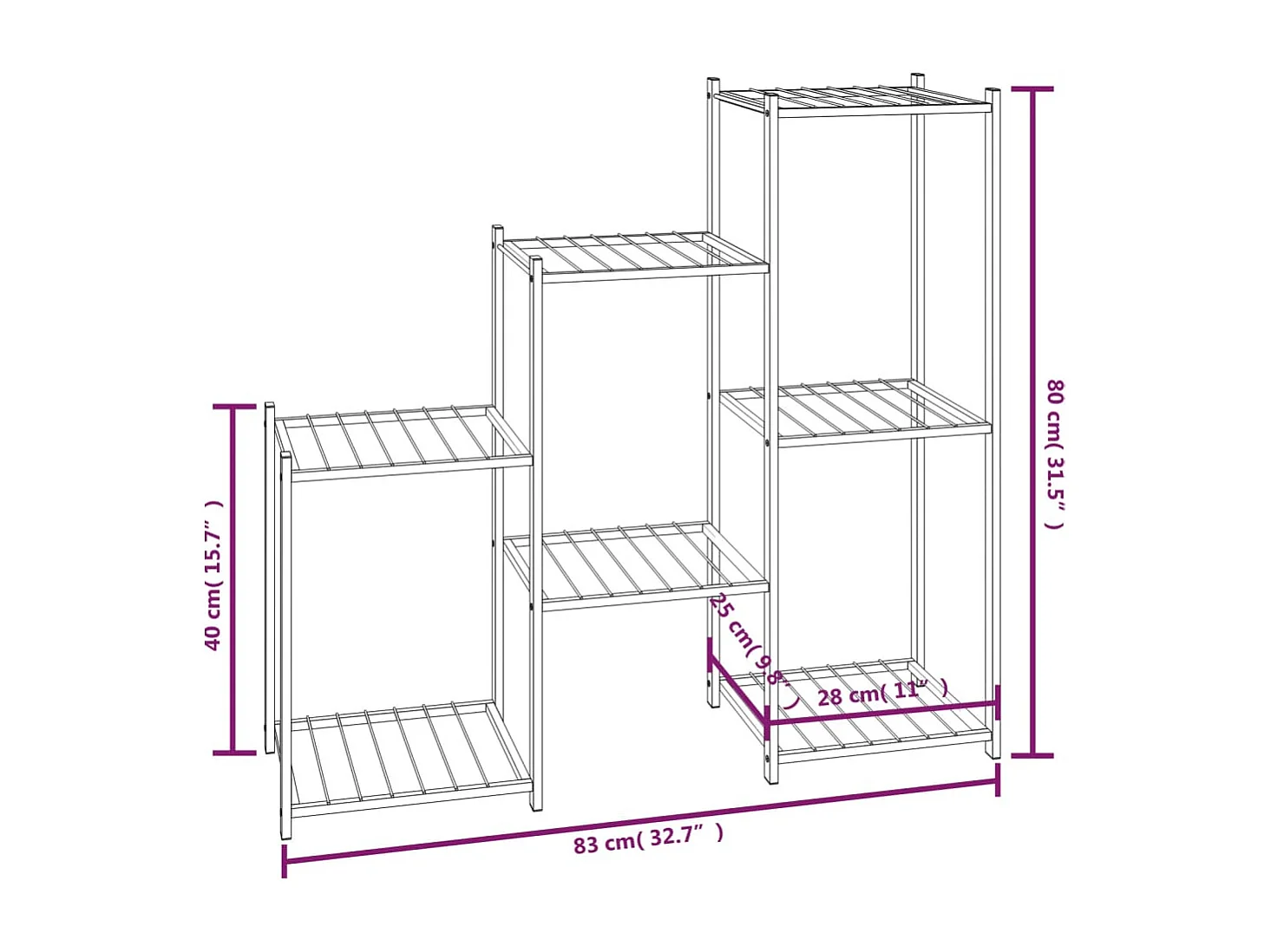 Jardinière 83x25x80 cm Noir Fer