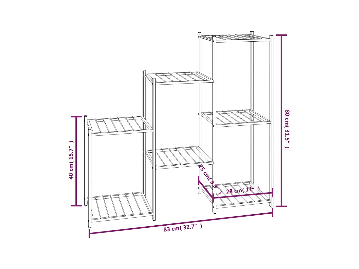 Fioriera 83x25x80 cm Ferro Nero