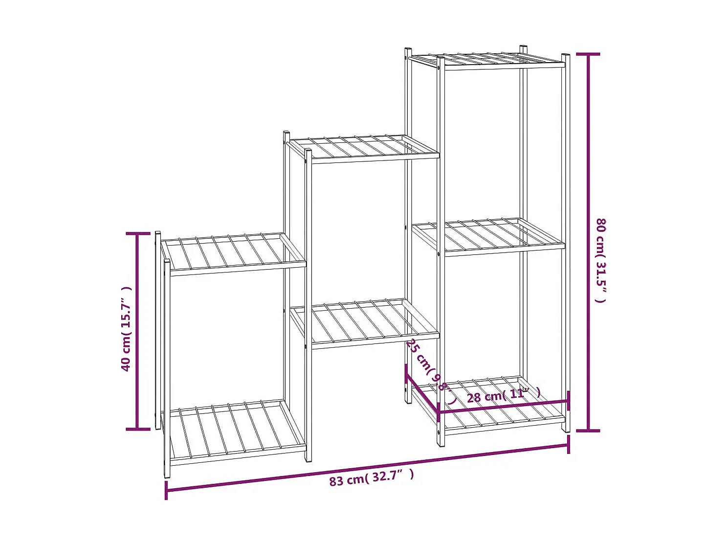 Fioriera 83x25x80 cm Ferro Nero