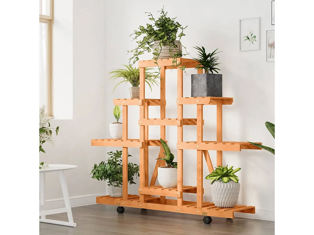 Support à fleurs avec roues 110x25x101 cm bois massif de sapin