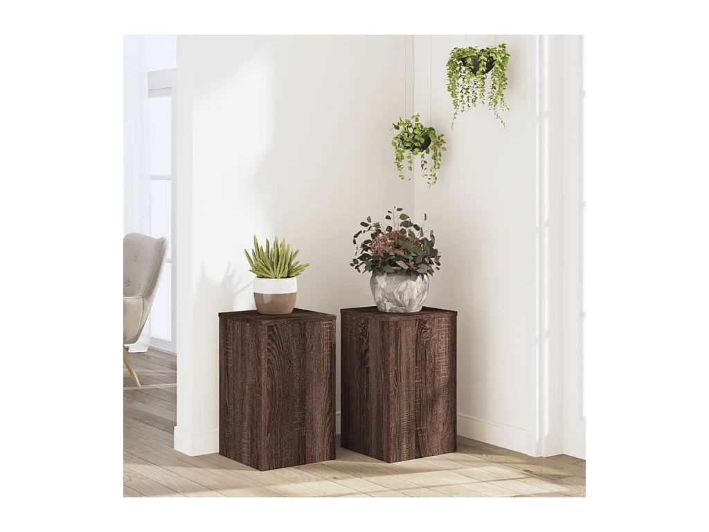 Plantenstandaards 2 stuks eikenbruin bewerkt hout
