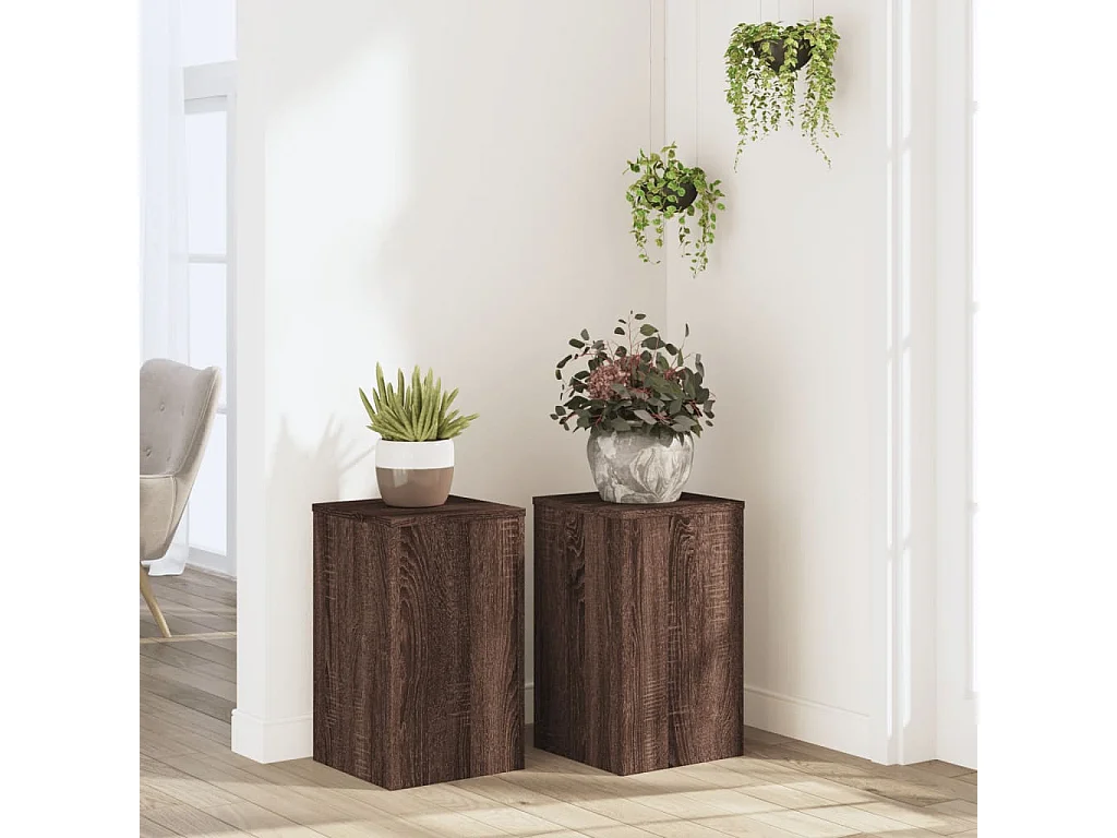 Supports pour plantes 2 pcs chêne marron bois d'ingénierie
