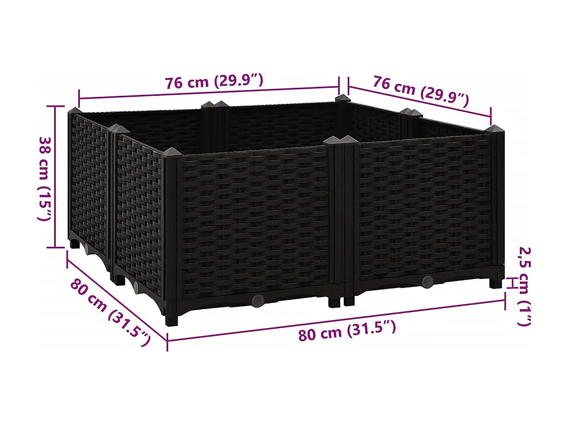 Lit surélevé 80x80x38 cm Polypropylène