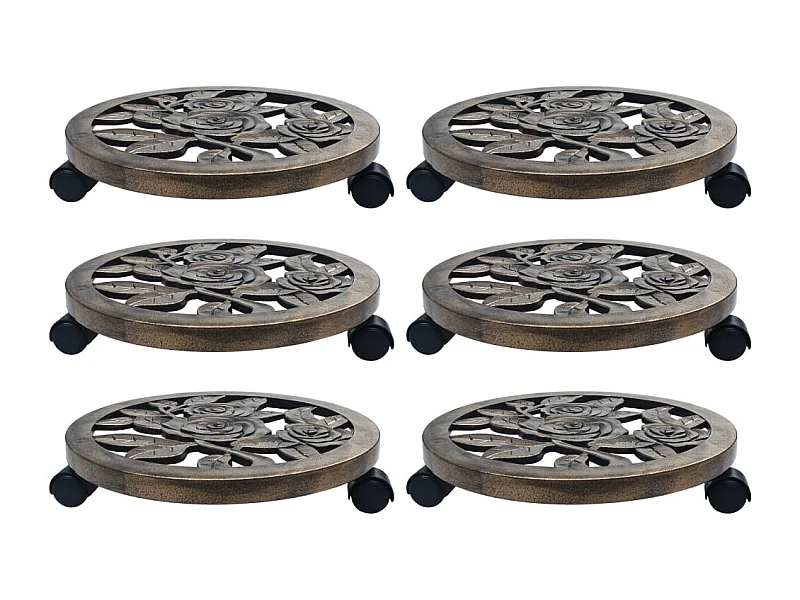 Carrelli portavasi 6 pezzi Bronzo 38 cm Plastica
