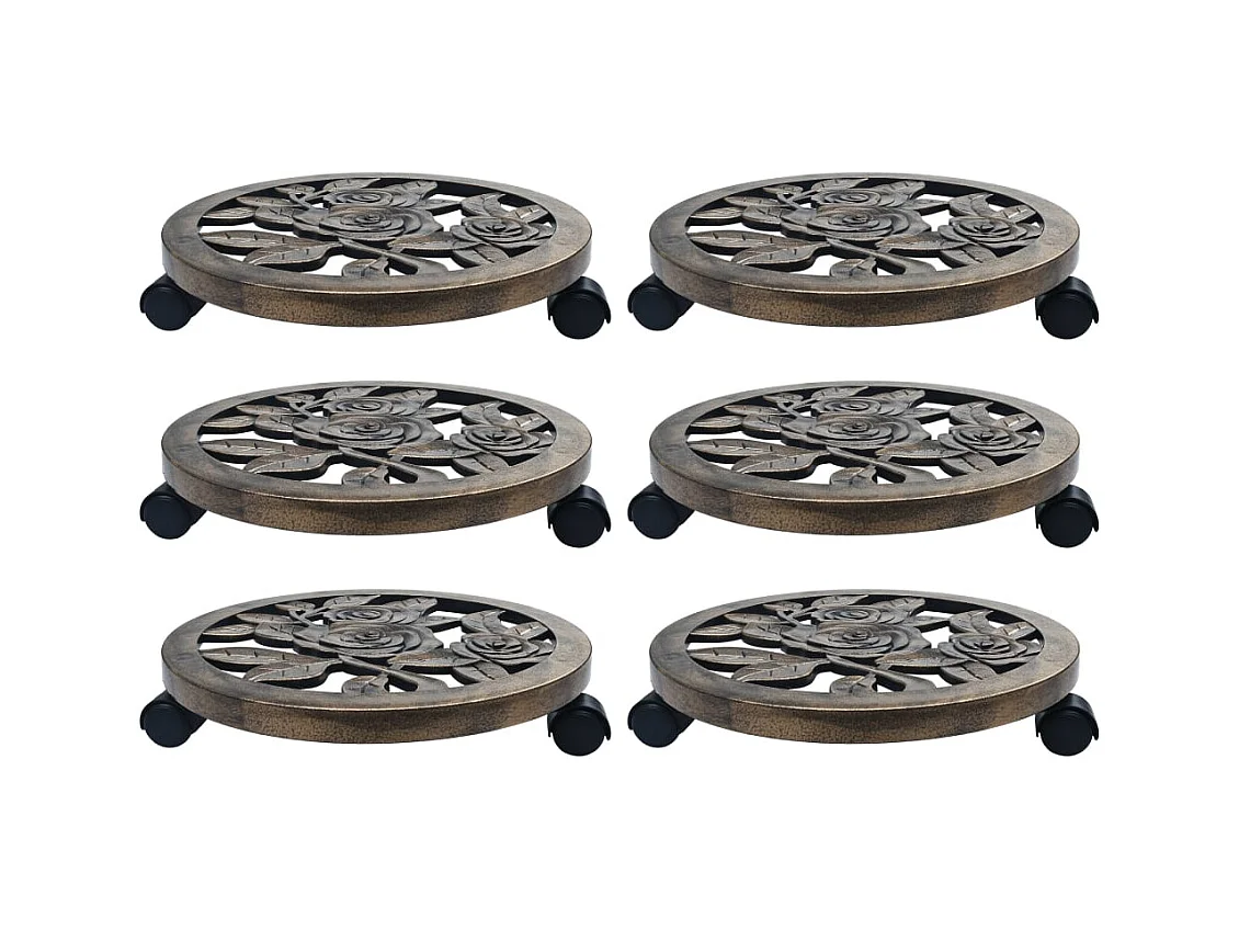 Carrelli portavasi 6 pezzi Bronzo 38 cm Plastica