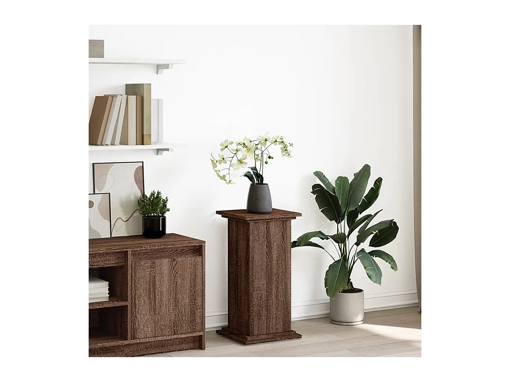 Piédestal avec rangement chêne marron bois d'ingénierie