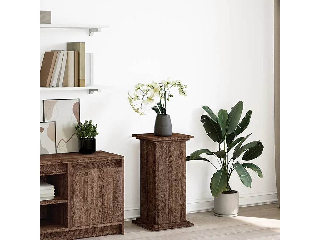 Piédestal avec rangement chêne marron bois d'ingénierie