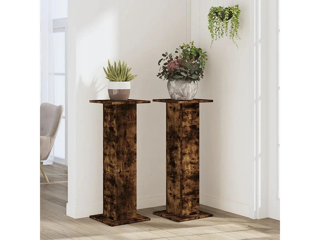 Supporti per piante 2 pezzi in legno ingegnerizzato di rovere affumicato