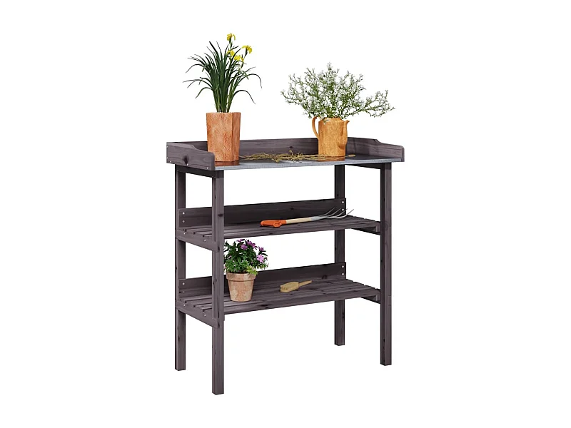 Plantentafel met planken grijs 78x38x82,5 cm dennenhout