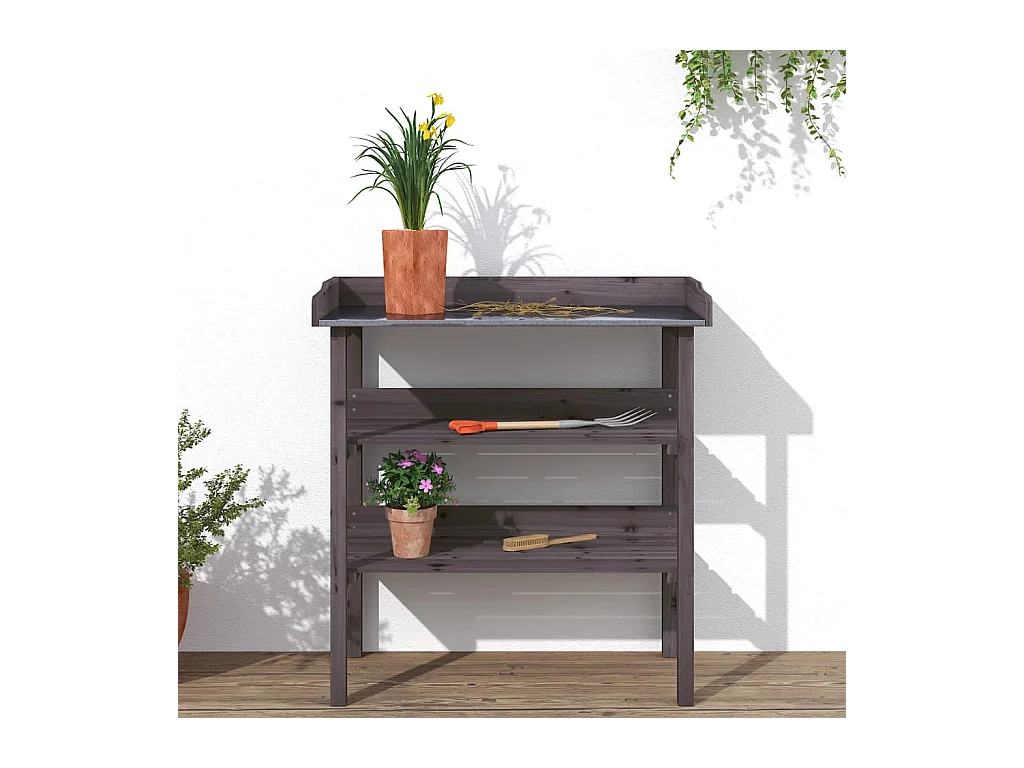 Plantentafel met planken grijs 78x38x82,5 cm dennenhout