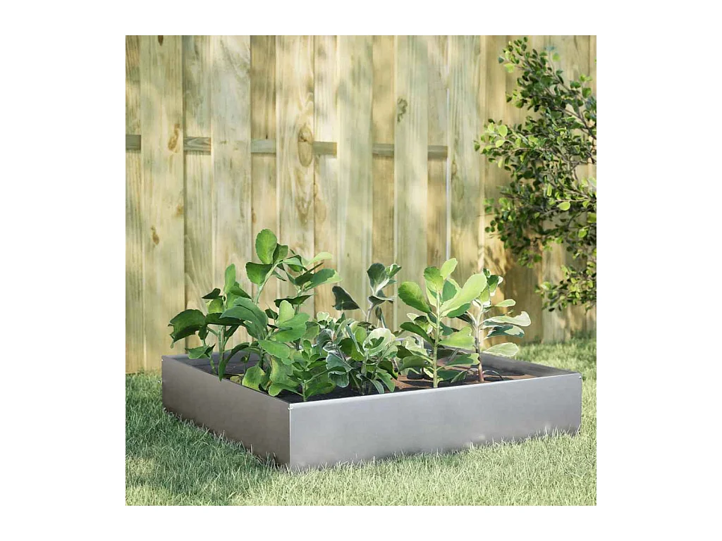 Letto da giardino rialzato 100x100x33,5 cm in acciaio inox