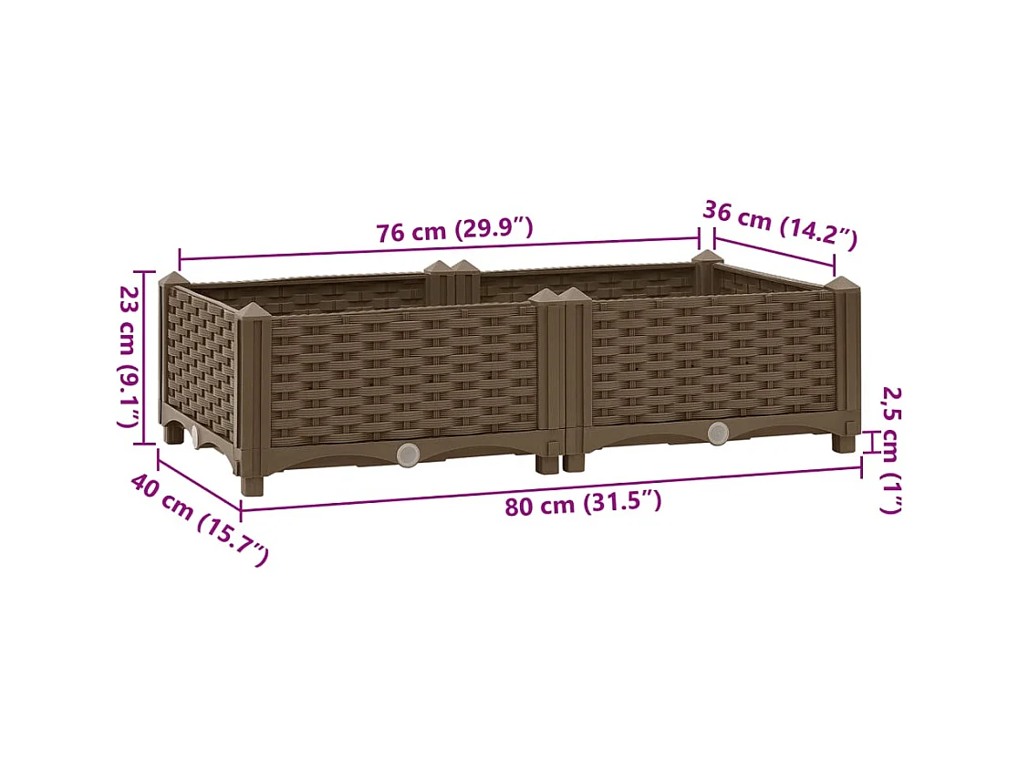 Hochbeet 80x40x23 cm Polypropylen