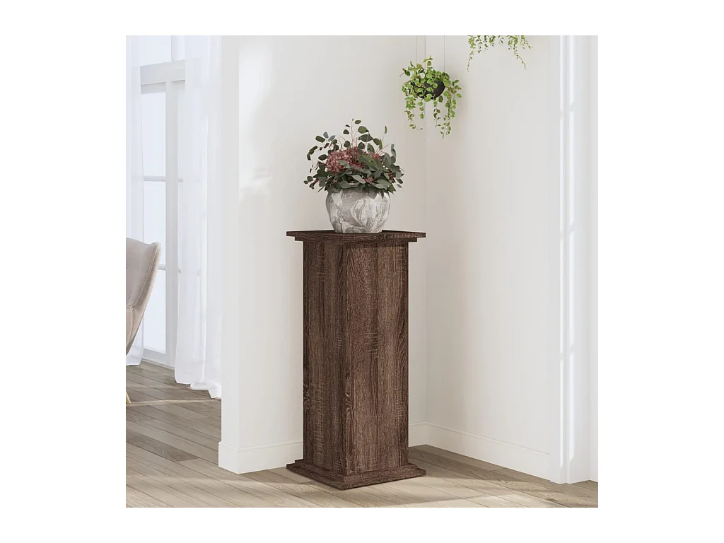 Support pour plantes chêne marron 33x33x80 cm bois d'ingénierie