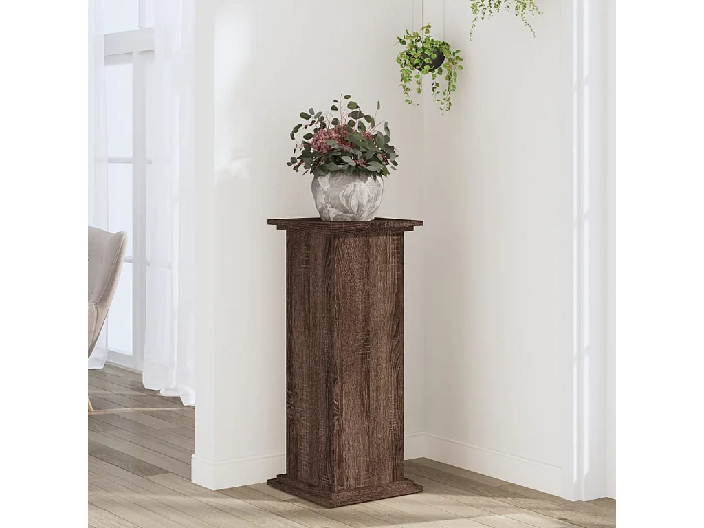 Support pour plantes chêne marron 33x33x80 cm bois d'ingénierie