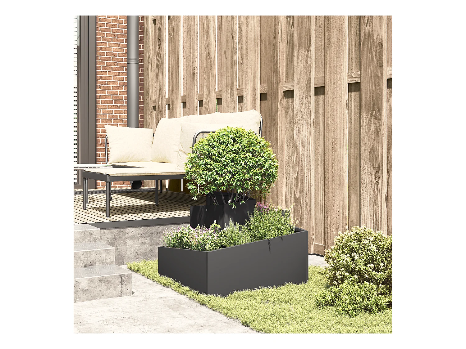 Maceta de plástico negra de polietileno de alta densidad mediana